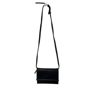 Alfani Black Pebbled Faux Leather Crossbody Foldover Gold Hardware